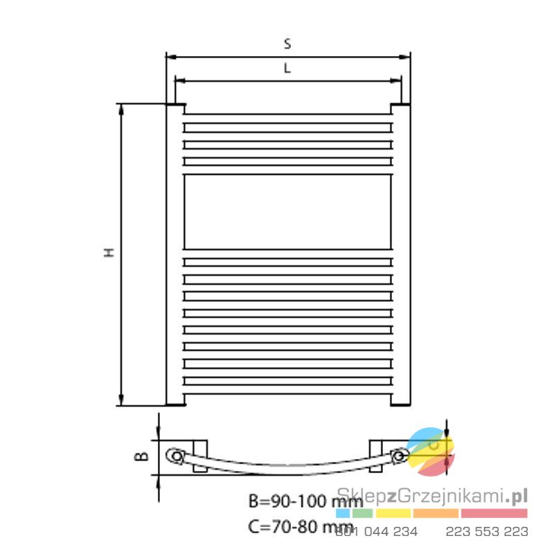 Rysunek techniczny grzejnika Adamo T CR