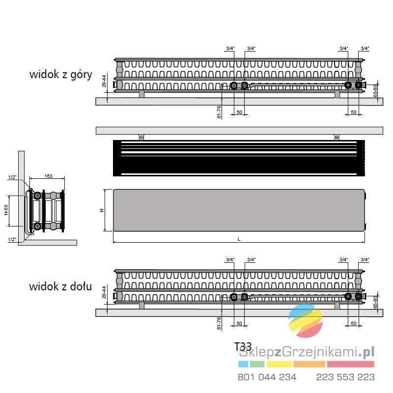 Rysunek techniczny grzejnika Flat-P-Line