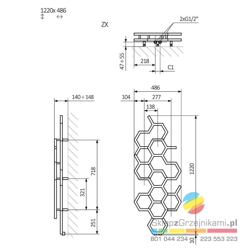 rysunek techniczny 1220 x 486