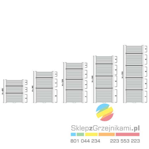 Rozmiary grzejnika Nadir W/P