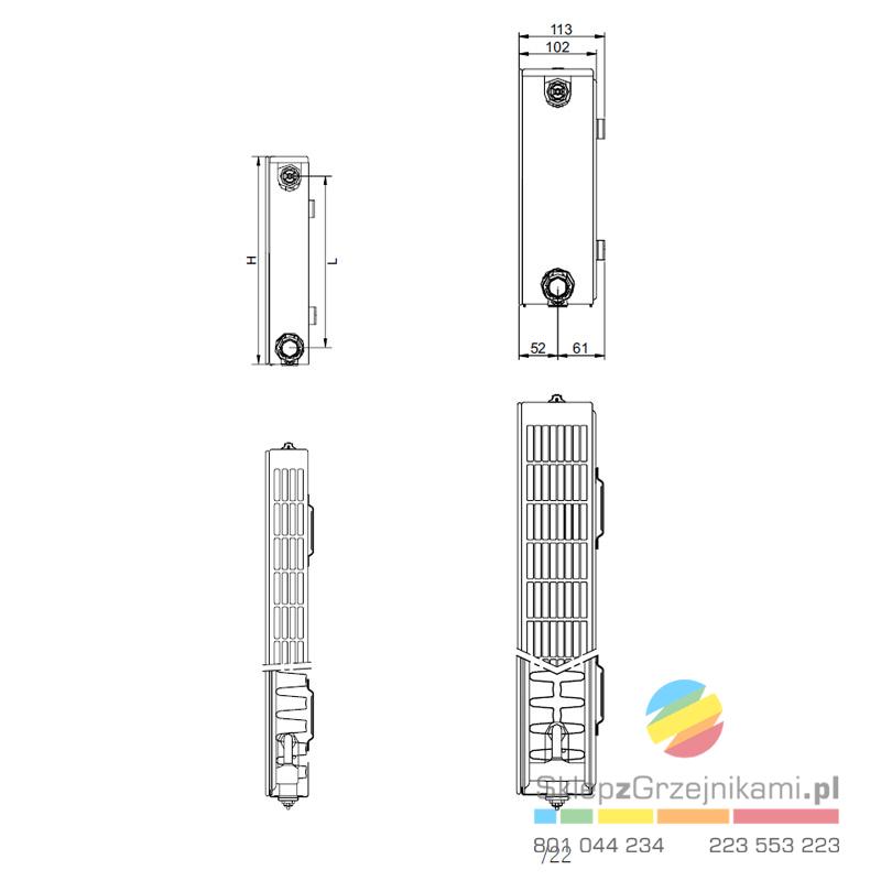 Rysunek techniczny grzejnika Point S