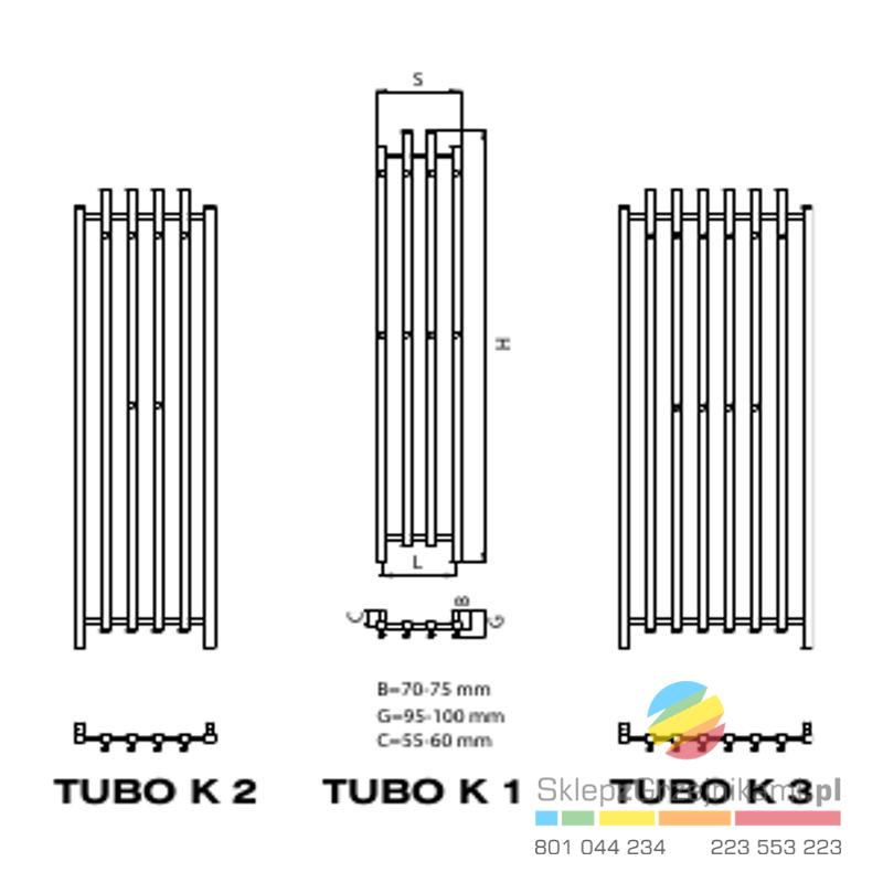 Rysunek techniczny grzejnika Tubo K